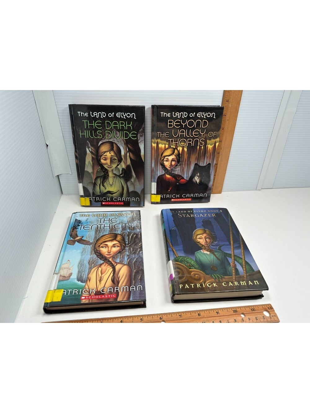 ALL SIGNED Land of Elyon Books 1 2 3 4 Patrick Carman Hardcover Lot ExLib Teach